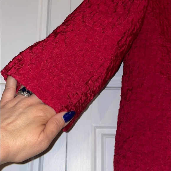 Chico's Red Blazer with Textured Fabric and Relaxed Fit - Picture 4 of 9